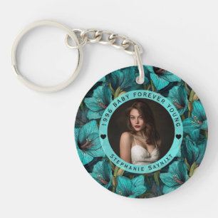 Amaryllis Floral 40Th Birthday Party Keychain
