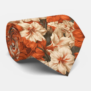 Amaryllis Floral Best Man Business Suit Neck Tie