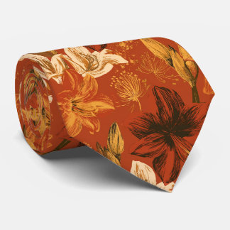 Amaryllis Floral Best Man Lakeside Wedding Neck Tie