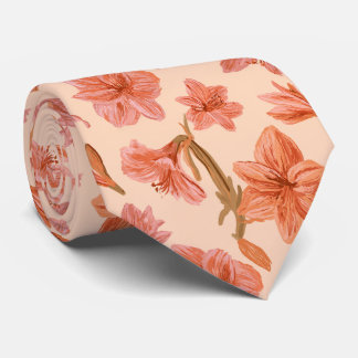 Amaryllis Floral Bride Father Tropical Wedding Neck Tie