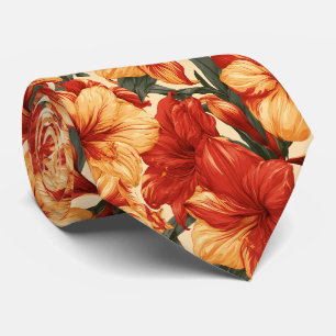 Amaryllis Floral Father Groomsmen Corporate Neck Tie