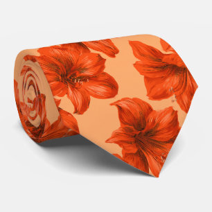 Amaryllis Floral Groomsmen Destination Wedding Neck Tie