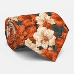 Amaryllis Floral Husband Classic Wedding Neck Tie