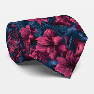 Amaryllis Floral Husband Tropical Wedding Neck Tie