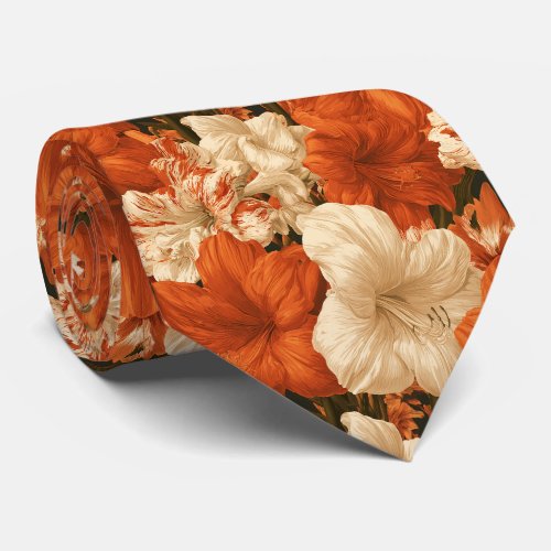 Amaryllis Floral Uncle Vintage Wedding  Neck Tie