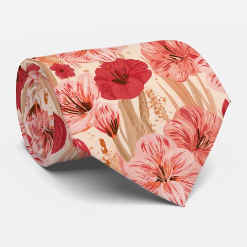 Amaryllis Flower Businessman Lakeside Wedding Neck Tie