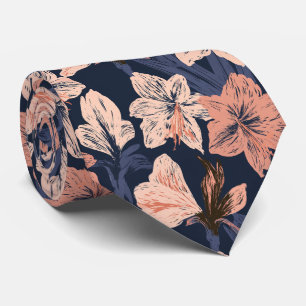 Amaryllis Flower Groomsman Modern Wedding Neck Tie