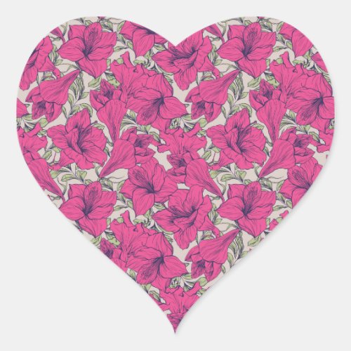 Amaryllis Flower Heart Sticker