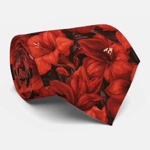 Amaryllis Flower Husband Commencement Neck Tie