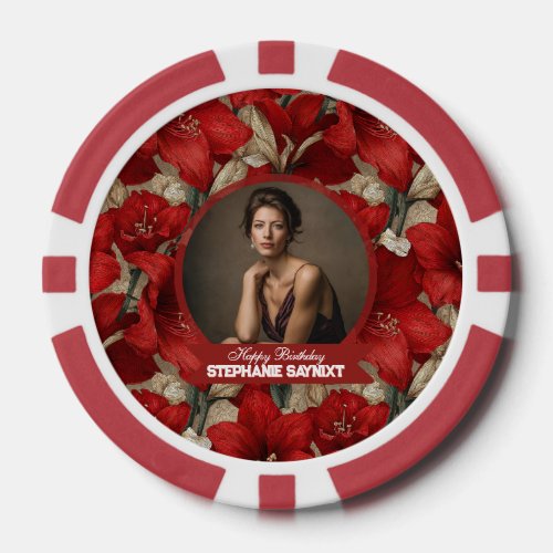 Amaryllis Flower Surprise Birthday Beautiful Poker Chips
