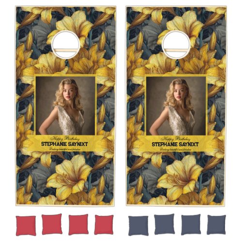 Amaryllis Flower Surprise Birthday Gift For Mom Cornhole Set