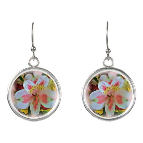 Amaryllis Flower Watercolor Earrings