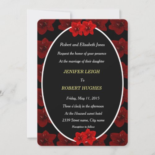 Amaryllis flower wedding invitation