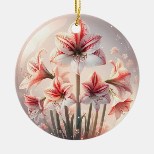 Amaryllis flowers ceramic ornament (Front)