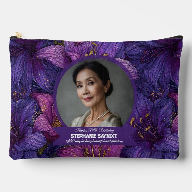 Amaryllis Garden 5Th Birthday Personalized Accessory Pouch (Front)