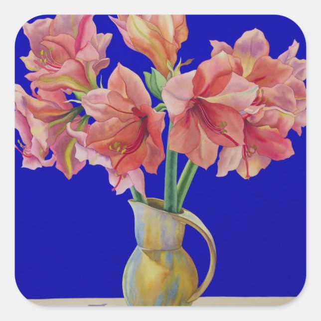 Amaryllis in a jug 2007 square sticker (Front)
