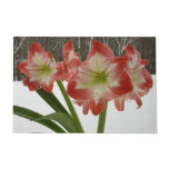 Amaryllis in Snow I Red Holiday Winter Floral Doormat