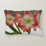 Amaryllis in Snow Red Holiday Winter Floral Accent Pillow