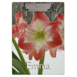 Amaryllis in Snow Red Holiday Winter Floral Clipboard