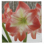 Amaryllis in Snow Red Holiday Winter Floral Cloth Napkin