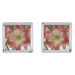 Amaryllis in Snow Red Holiday Winter Floral Cufflinks