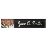 Amaryllis in Snow Red Holiday Winter Floral Desk Name Plate