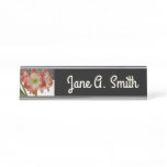 Amaryllis in Snow Red Holiday Winter Floral Desk Name Plate