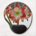 Amaryllis in Snow Red Holiday Winter Floral Gel Mouse Pad