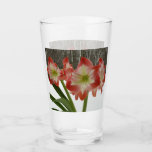 Amaryllis in Snow Red Holiday Winter Floral Glass