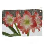 Amaryllis in Snow Red Holiday Winter Floral Golf Towel