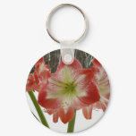Amaryllis in Snow Red Holiday Winter Floral Keychain