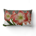 Amaryllis in Snow Red Holiday Winter Floral Lumbar Pillow