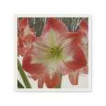 Amaryllis in Snow Red Holiday Winter Floral Paper Napkins