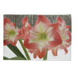 Amaryllis in Snow Red Holiday Winter Floral Pillowcase