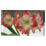 Amaryllis in Snow Red Holiday Winter Floral Place Card Holder