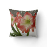 Amaryllis in Snow Red Holiday Winter Floral Throw Pillow