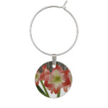 Amaryllis in Snow Red Holiday Winter Floral Wine Glass Charm