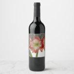 Amaryllis in Snow Red Holiday Winter Floral Wine Label