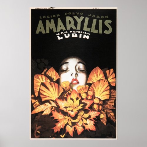 AMARYLLIS Lubin Flowers Cosmetics Soap Lotion Ad Poster