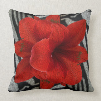 Amaryllis on Zebra Print Floral Graphic Pillow