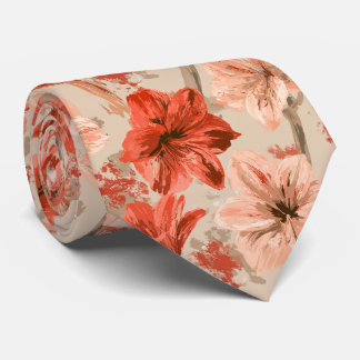 Amaryllis Pattern Businessman Boho Wedding Neck Tie