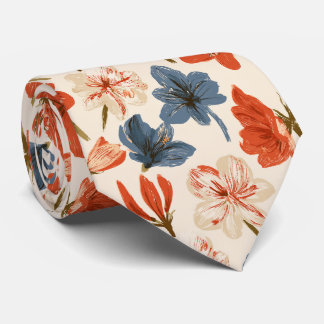 Amaryllis Pattern Engagement Graduation Neck Tie