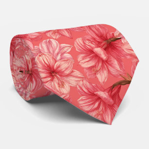 Amaryllis Pattern Groom Destination Wedding Neck Tie