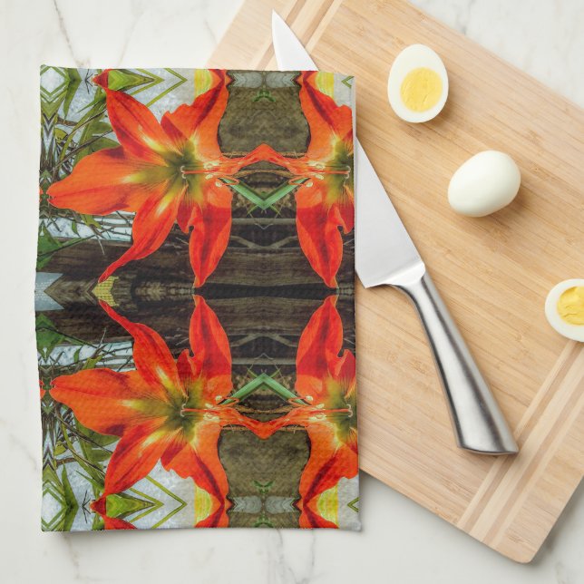 Amaryllis Pattern Kitchen Towels (Quarter Fold)
