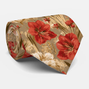 Amaryllis Pattern Menswear Lakeside Wedding Neck Tie