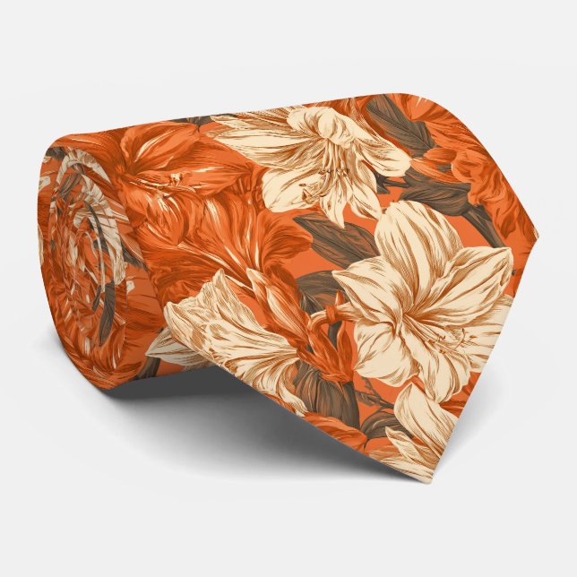 Amaryllis Pattern Uncle Professional Neck Tie (Rolled)
