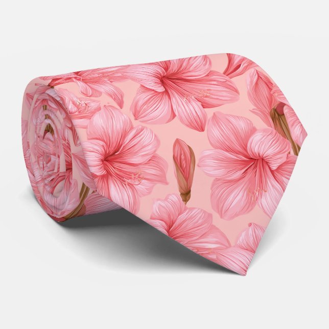 Amaryllis Pattern Uncle Retro Wedding  Neck Tie (Rolled)