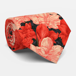 Amaryllis Print Boyfriend Minimalist Wedding Neck Tie