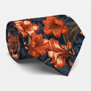 Amaryllis Print Brother Budget Wedding Neck Tie