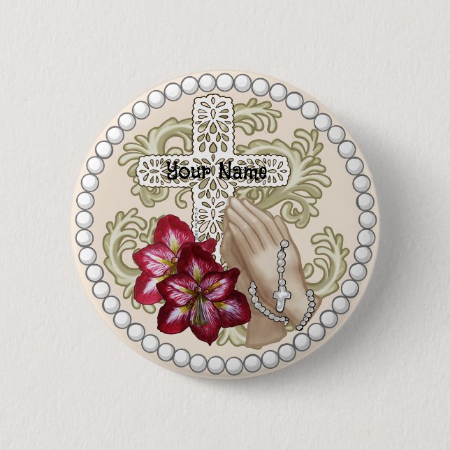 Amaryllis Rosary  Button (Front)